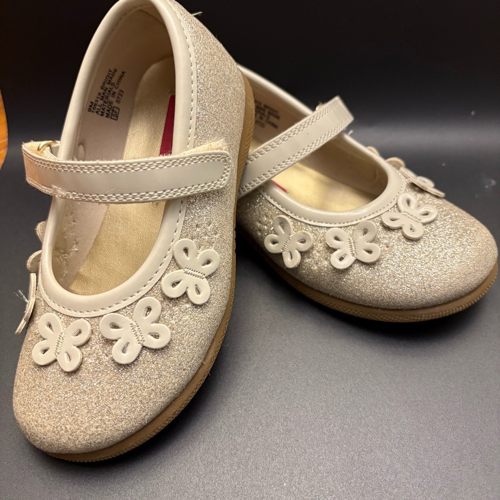 Rachel Shoes Sparkly Cream Mary Janes
